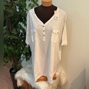 Croft & Barrow cuffed short/elbow sleeve bright white tee Woman’s 5X